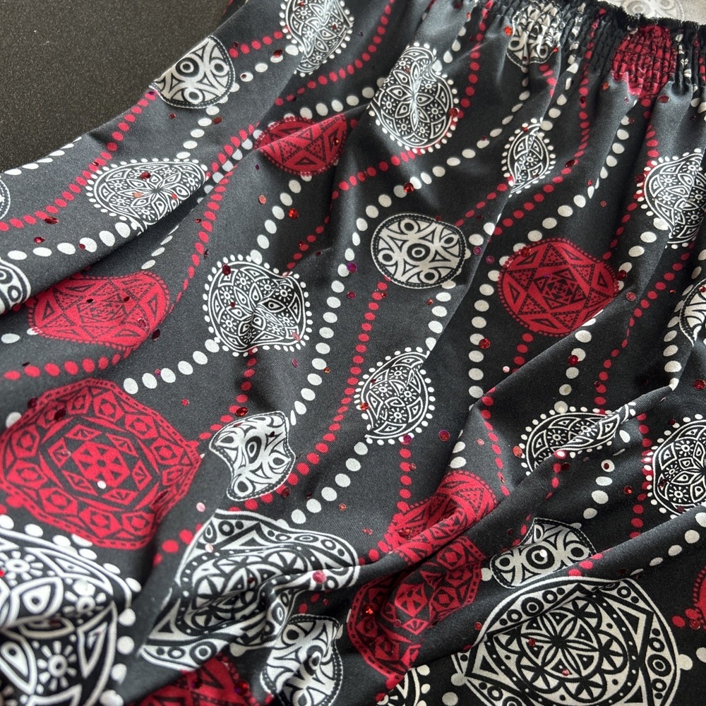 Vintage Y2K Babydoll Top Size M Swirl‎ Red Black Abstract Artsy Empire Waist - Picture 5 of 7